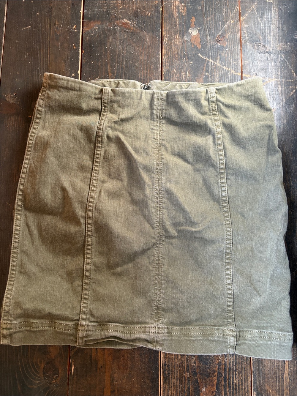 Free People Olive Green Women's Denim Mini Skirt